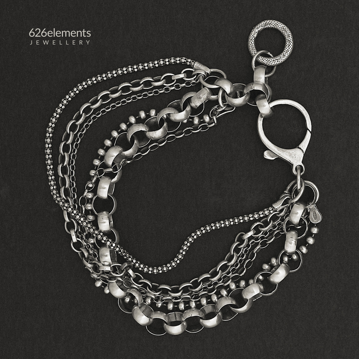 Oxidised Sterling Silver Multi Chain Bracelet