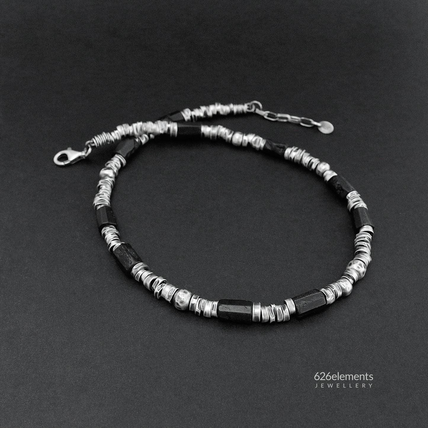 Black Tourmaline & Oxidised Sterling Silver Necklace