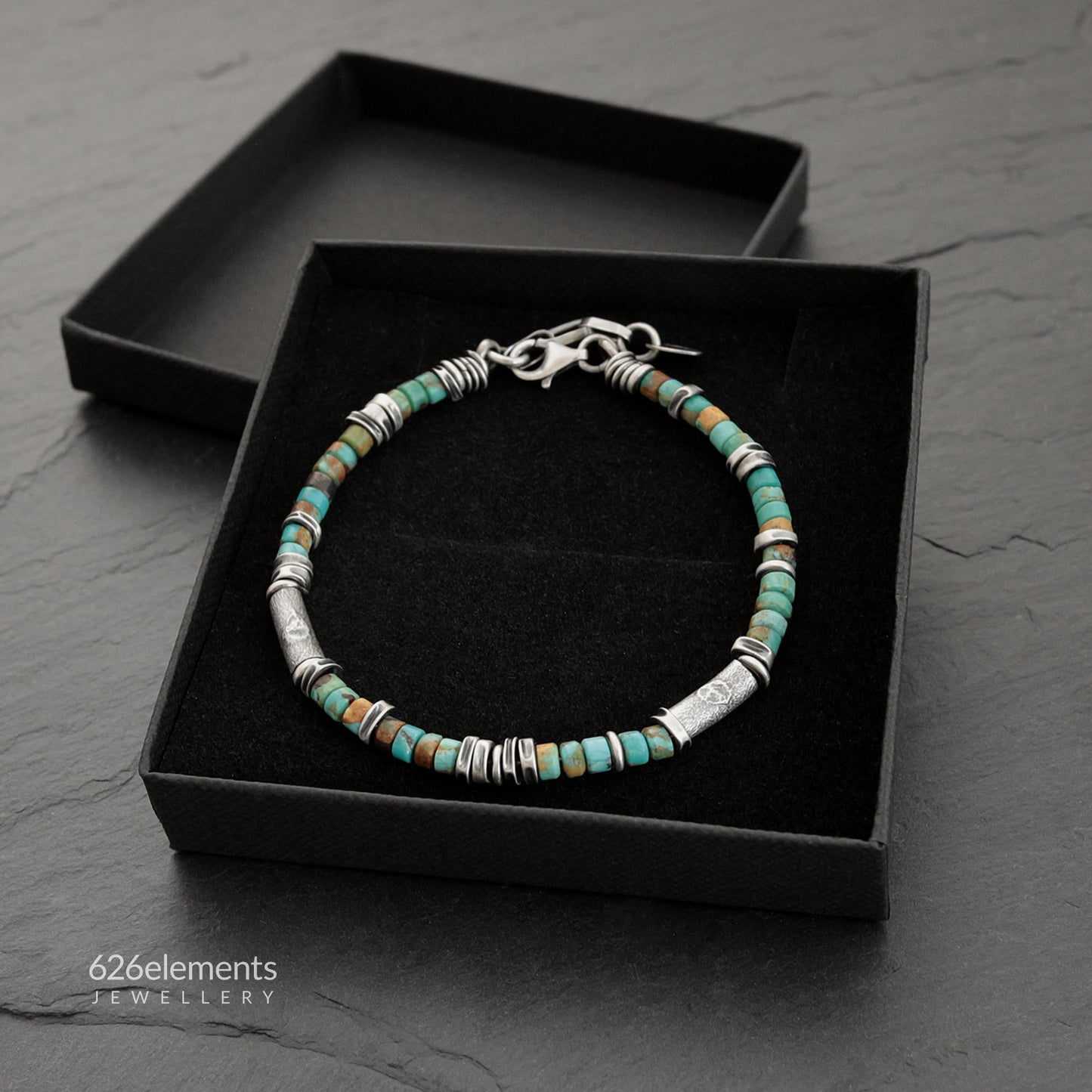 Turquoise & Oxidised Sterling Silver Bracelet