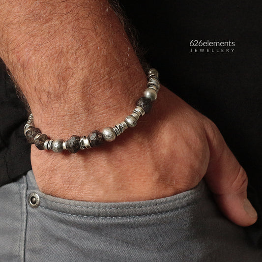 Men's Garnet Sterling Silver Bracelet