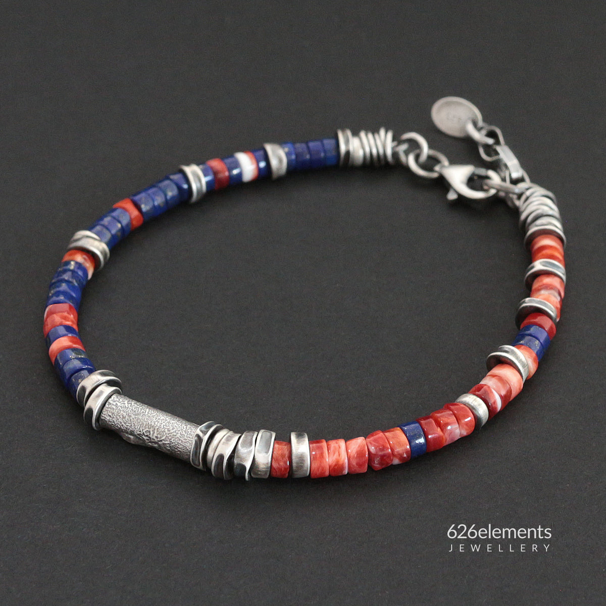 Spiny Oyster, Lapis Lazuli & Sterling Silver Bracelet