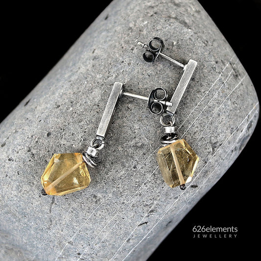 Yellow Citrine 925 Silver Earrings