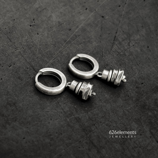 Small Oxidised Sterling Silver Drop Earrings