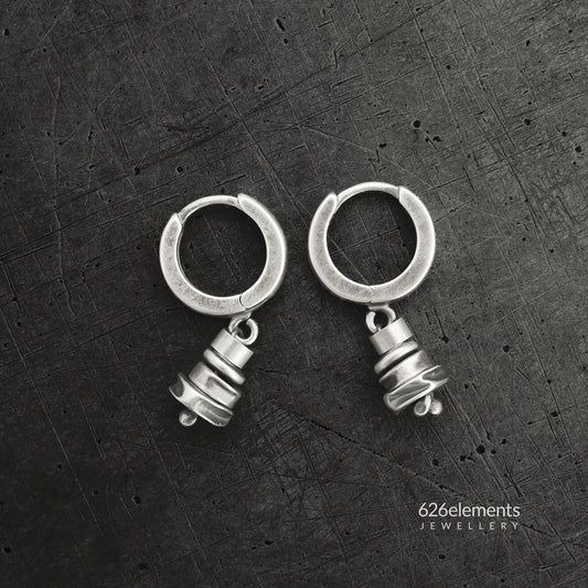 Small Oxidised Sterling Silver Drop Earrings