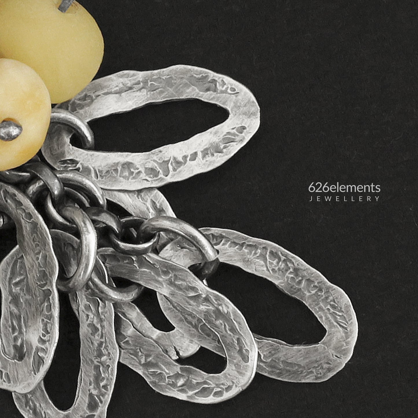 Natural Yellow Baltic Amber & Oxidised 925 Silver Dangle Earrings