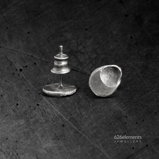 Oval Oxidised Sterling Silver Studs