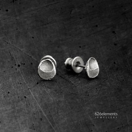 Oval Oxidised Sterling Silver Studs