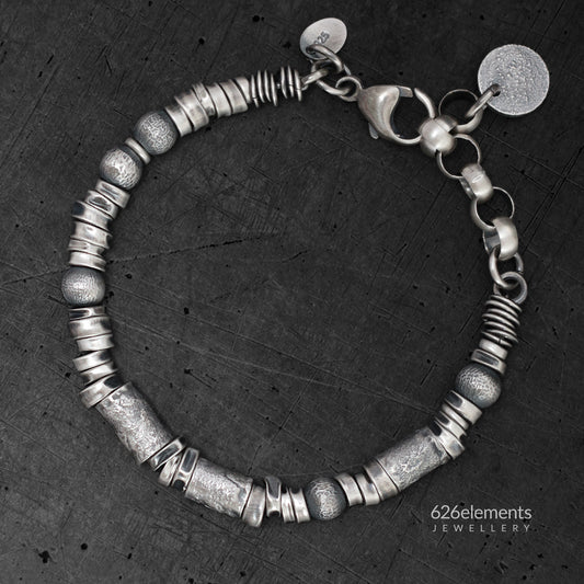 Oxidised Sterling Silver Beaded Bracelet