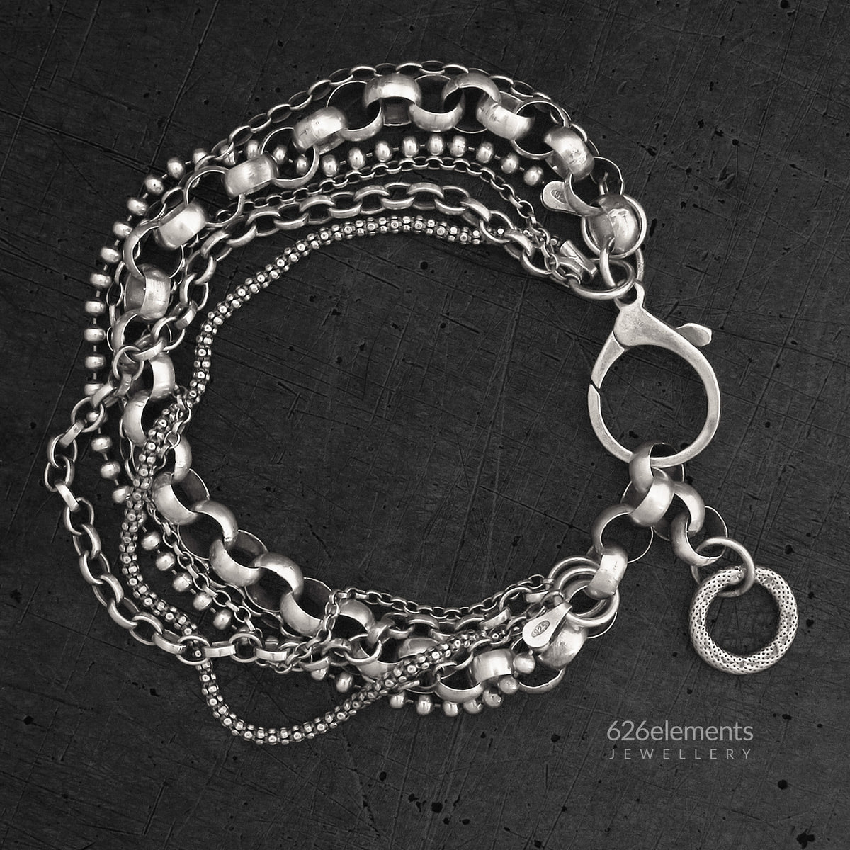 Oxidised Sterling Silver Multi Chain Bracelet