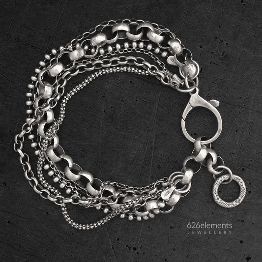 Oxidised Sterling Silver Multi Chain Bracelet