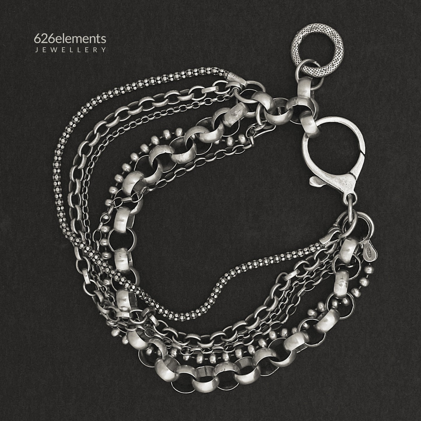 Blackened Sterling Silver Multi Chain Bracelet