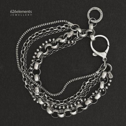 Blackened Sterling Silver Multi Chain Bracelet