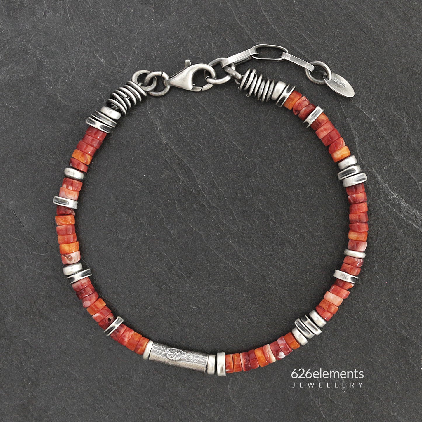 Red & Orange Spiny Oyster Beaded Bracelet
