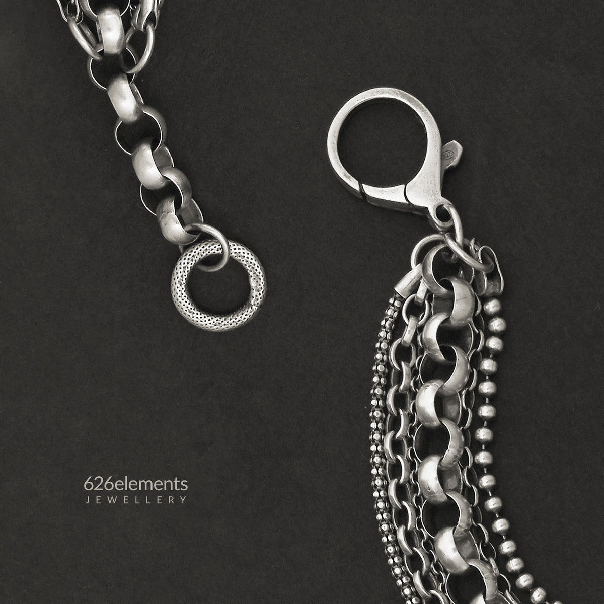 Oxidised Sterling Silver Multi Chain Bracelet