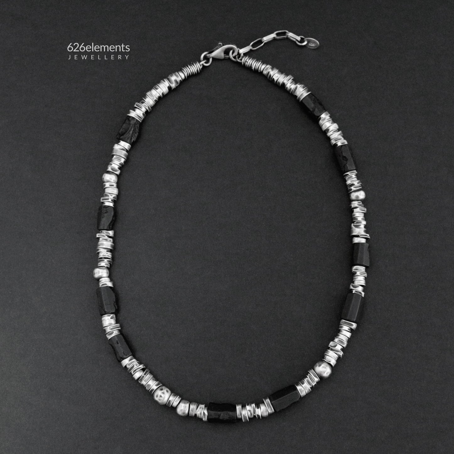 Black Tourmaline & Oxidised Sterling Silver Necklace