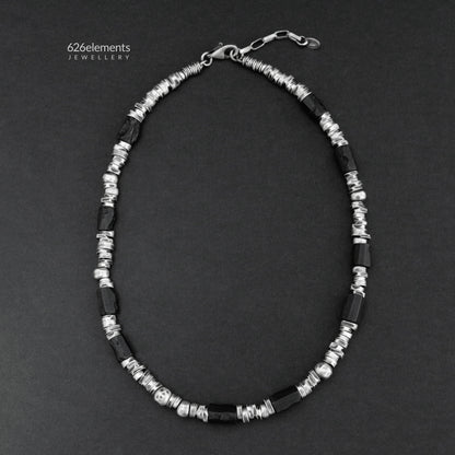 Black Tourmaline & Oxidised Sterling Silver Necklace