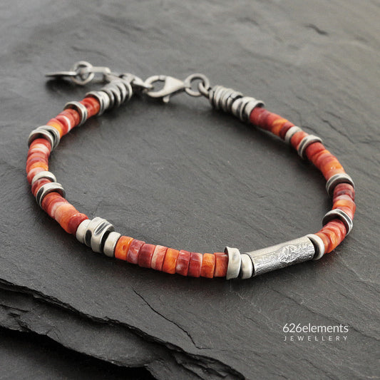 Red & Orange Spiny Oyster Beaded Bracelet