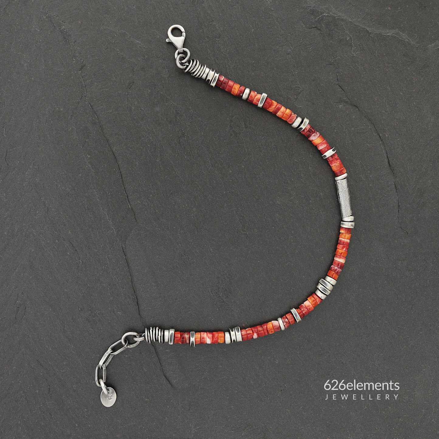 Red & Orange Spiny Oyster Beaded Bracelet