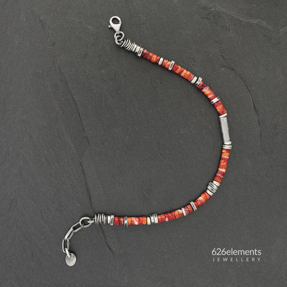 Red & Orange Spiny Oyster Beaded Bracelet