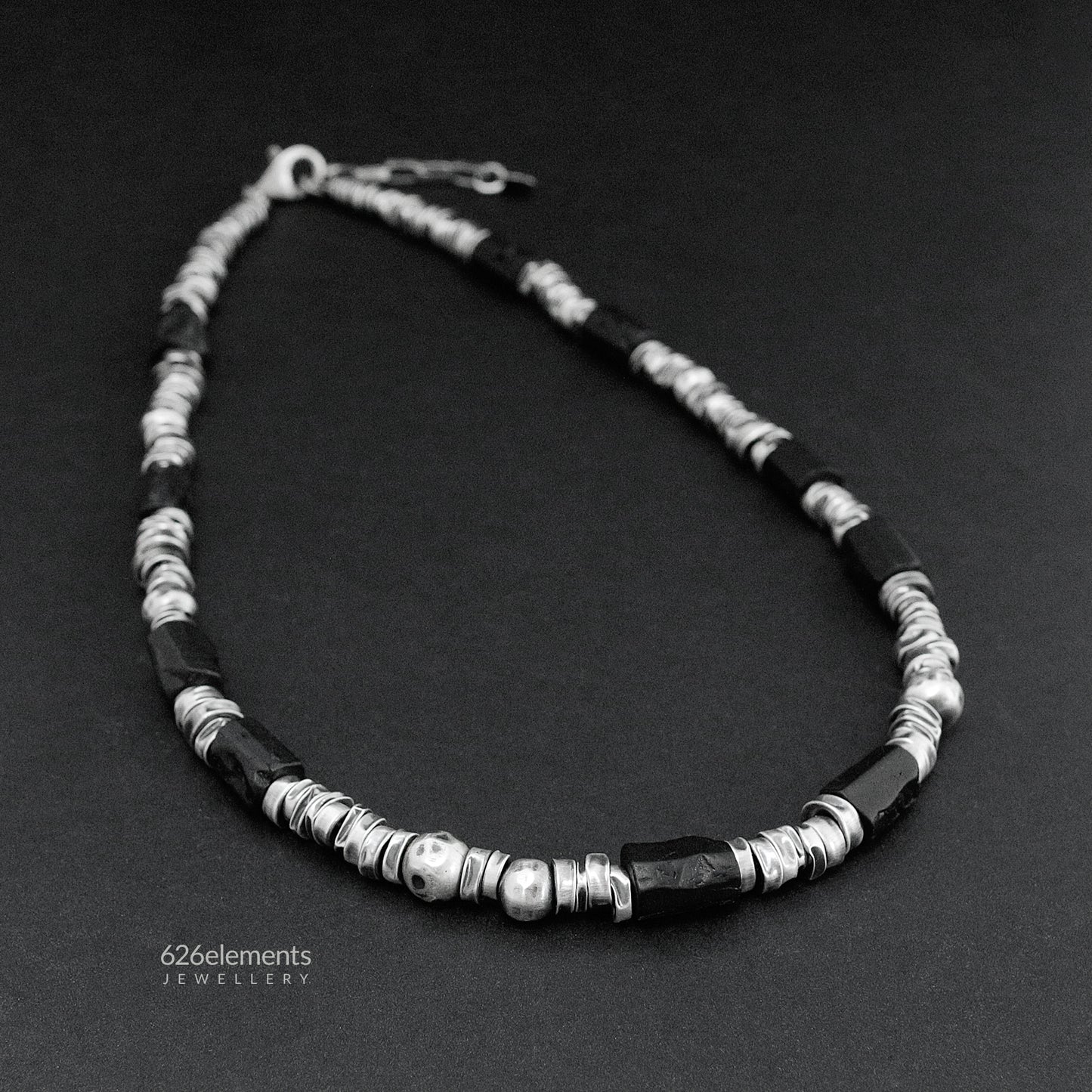 Black Tourmaline & Oxidised Sterling Silver Necklace