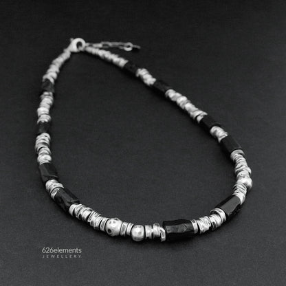 Black Tourmaline & Oxidised Sterling Silver Necklace