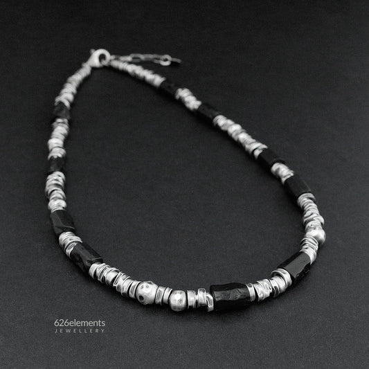 Black Tourmaline & Oxidised Sterling Silver Necklace