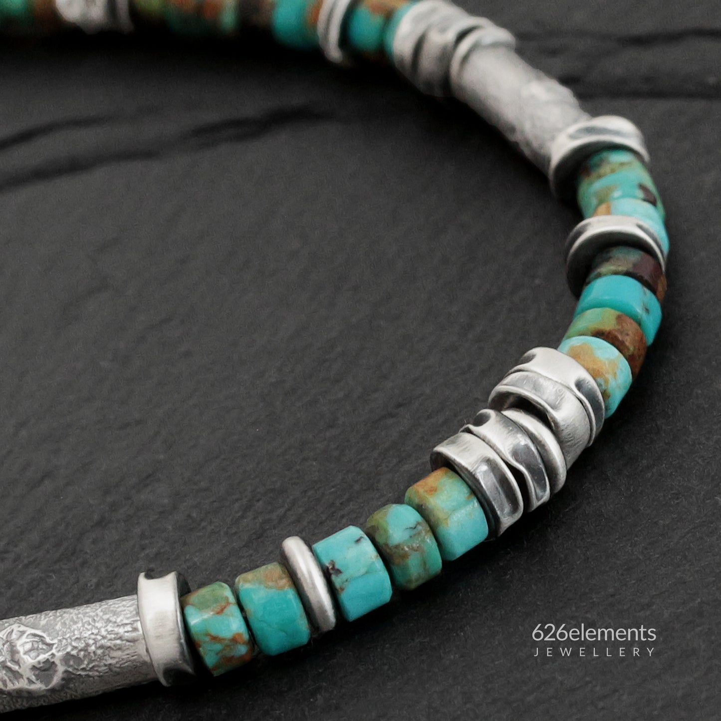 Turquoise & Oxidised Sterling Silver Bracelet