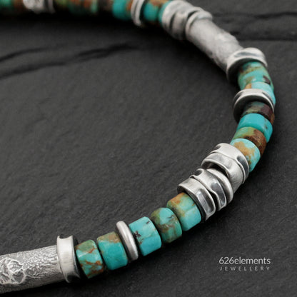 Turquoise & Oxidised Sterling Silver Bracelet
