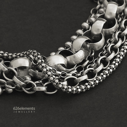 Blackened Sterling Silver Multi Chain Bracelet