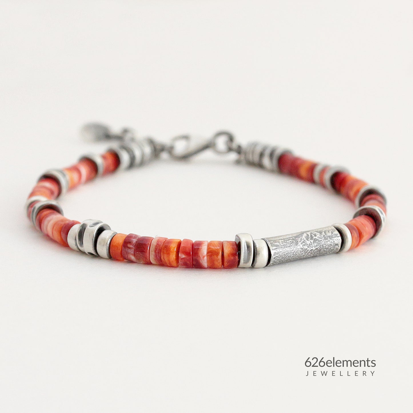 Red & Orange Spiny Oyster Beaded Bracelet