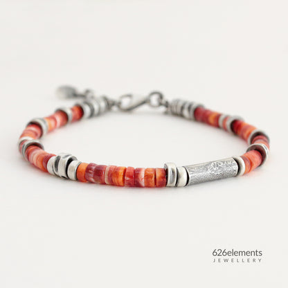 Red & Orange Spiny Oyster Beaded Bracelet