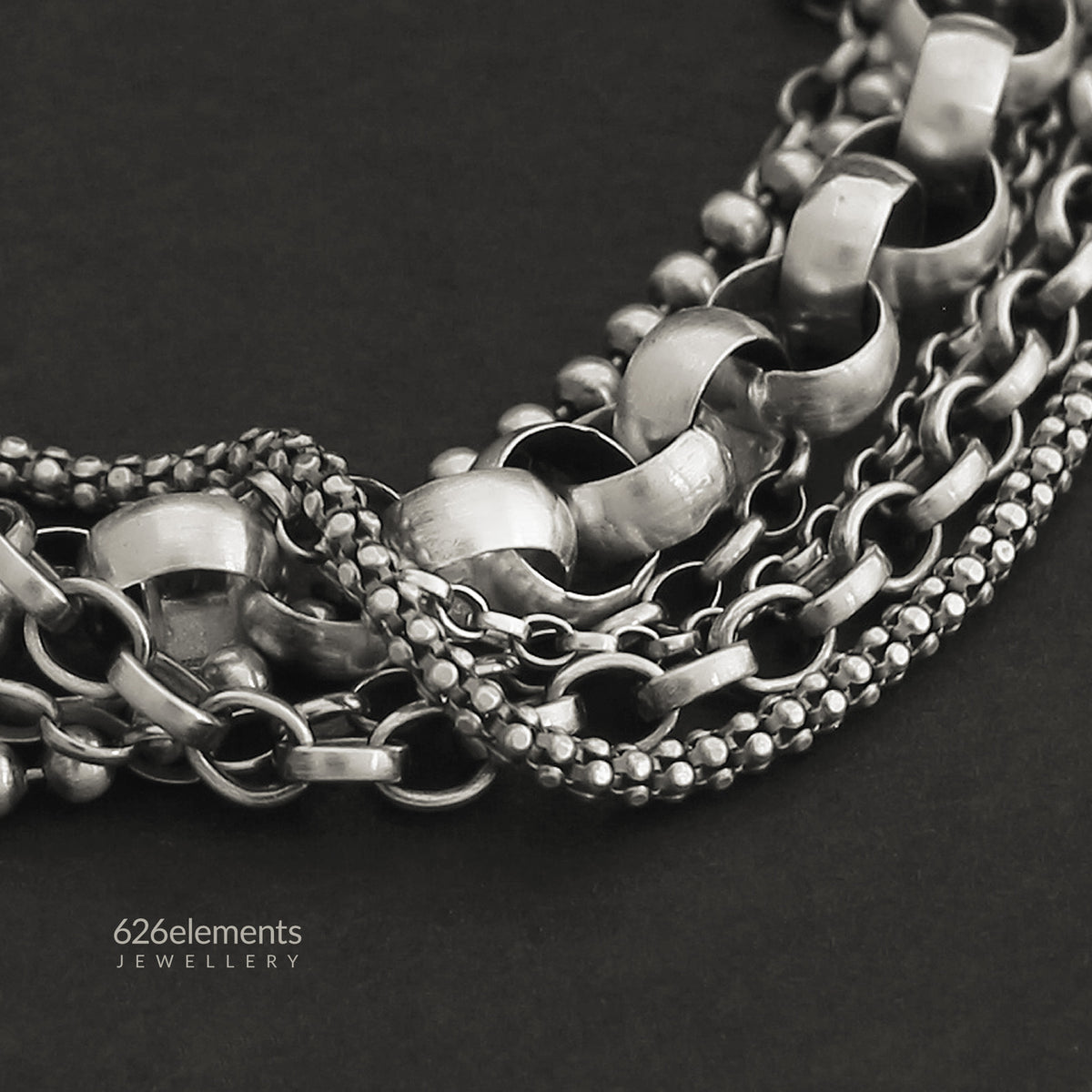 Oxidised Sterling Silver Multi Chain Bracelet