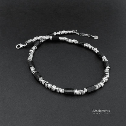 Black Tourmaline & Oxidised Sterling Silver Necklace