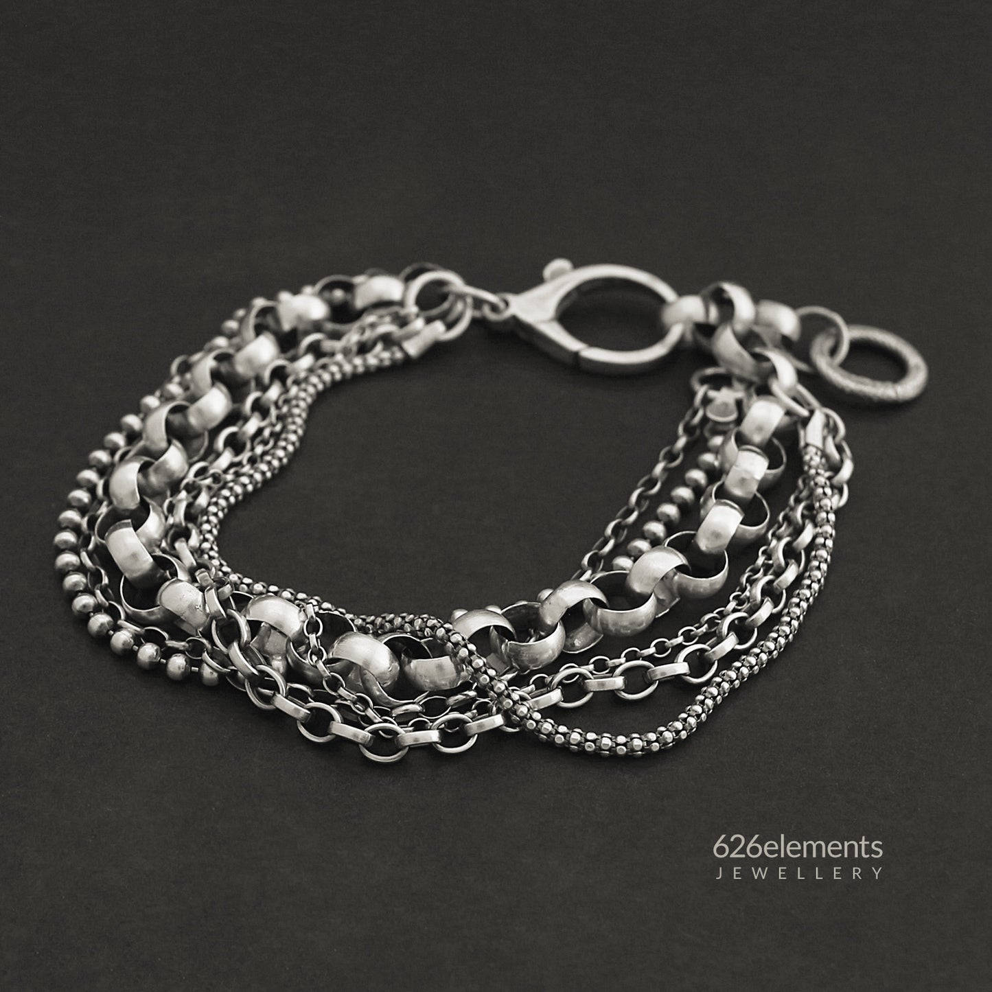 Blackened Sterling Silver Multi Chain Bracelet