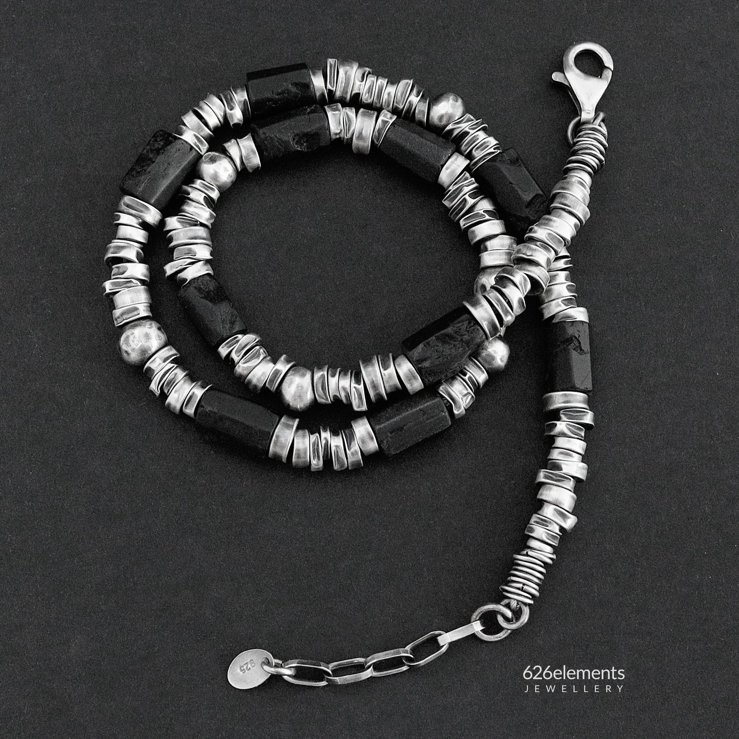 Black Tourmaline & Oxidised Sterling Silver Necklace