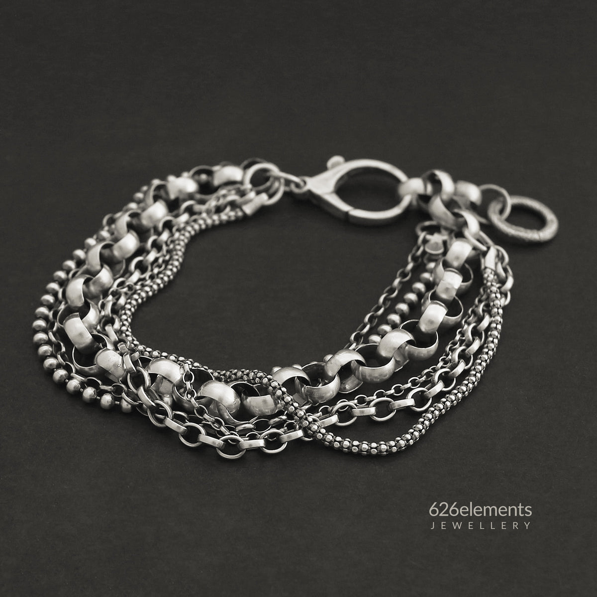 Oxidised Sterling Silver Multi Chain Bracelet