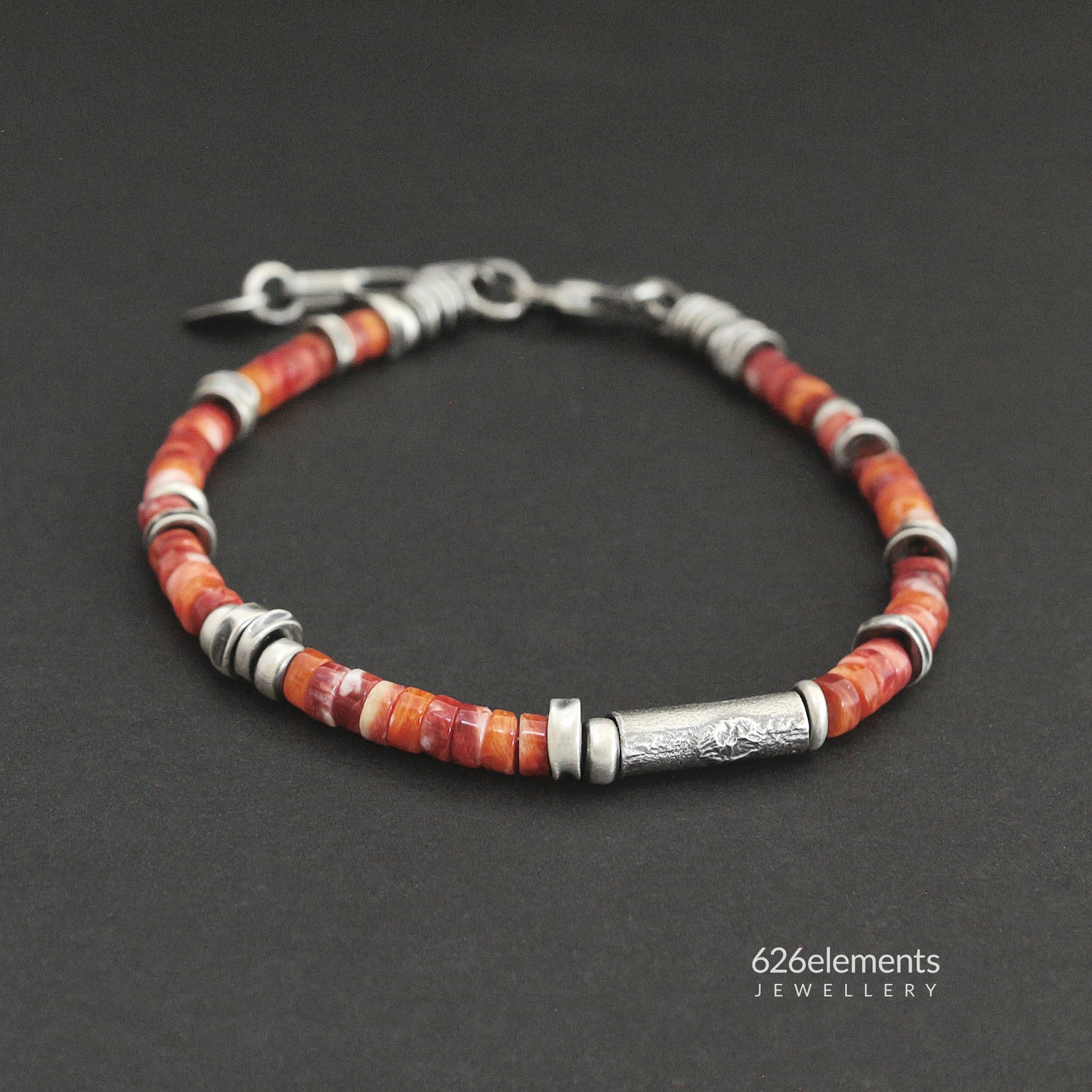 Red & Orange Spiny Oyster Beaded Bracelet