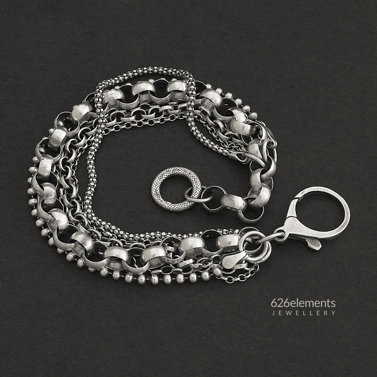 Blackened Sterling Silver Multi Chain Bracelet