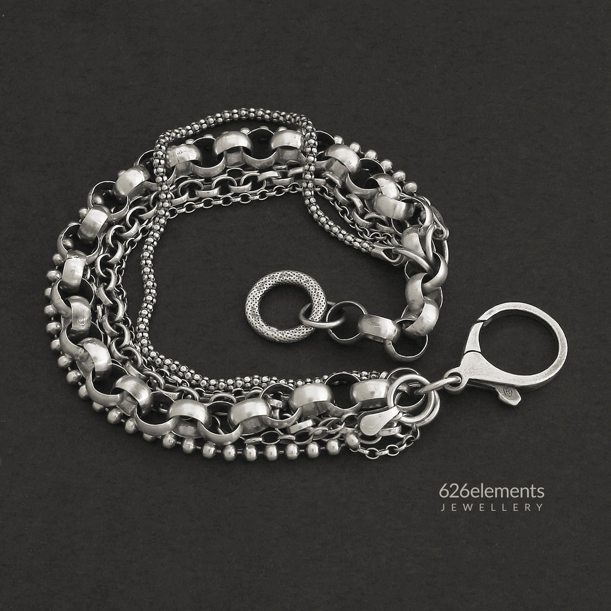 Oxidised Sterling Silver Multi Chain Bracelet