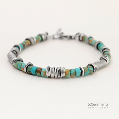 Turquoise & Oxidised Sterling Silver Bracelet