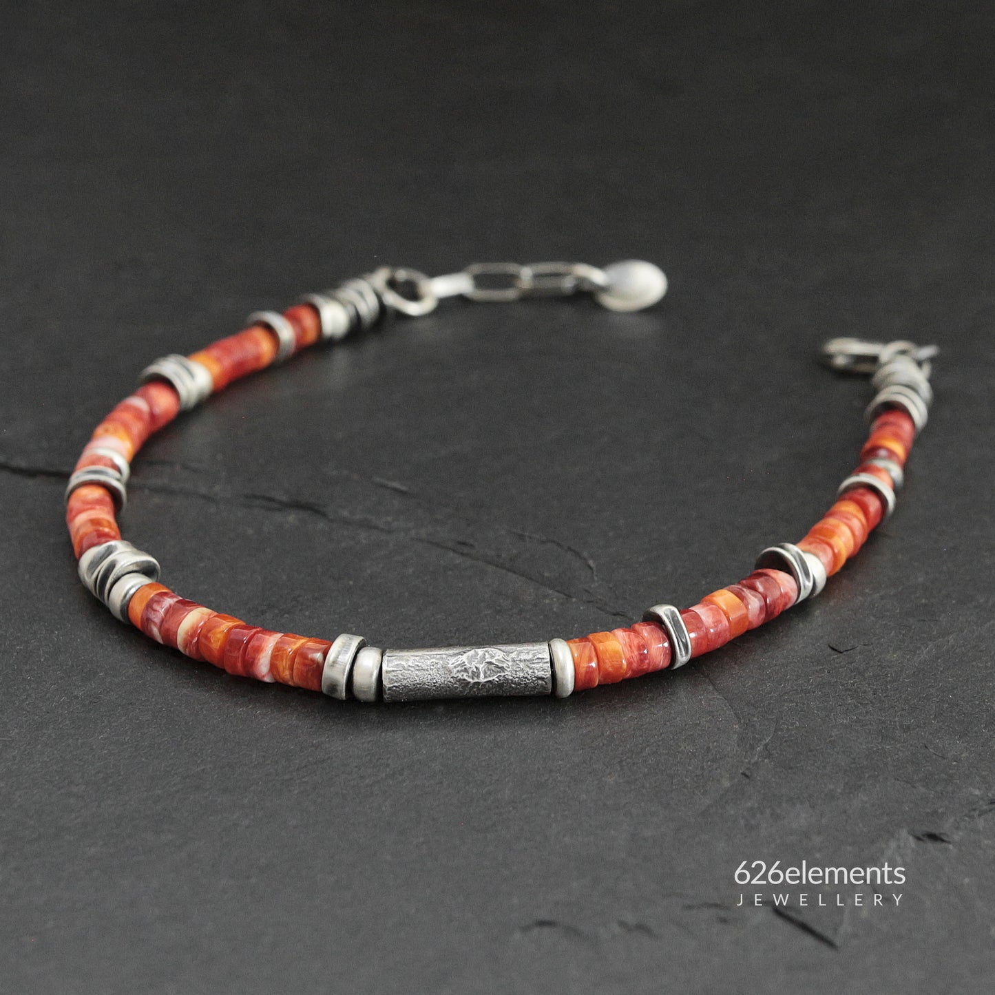 Red & Orange Spiny Oyster Beaded Bracelet