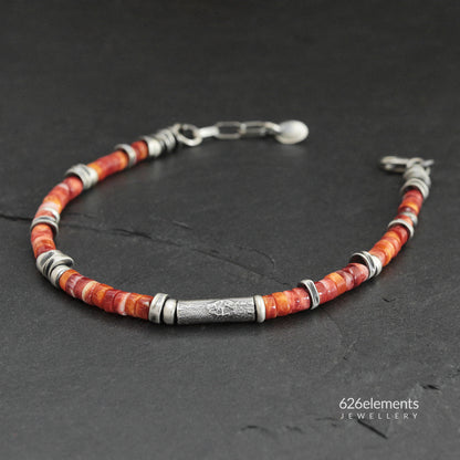 Red & Orange Spiny Oyster Beaded Bracelet