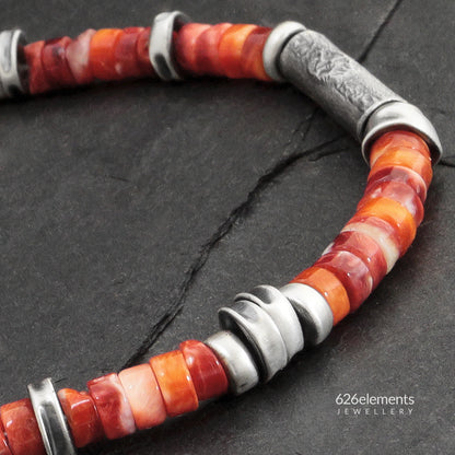 Red & Orange Spiny Oyster Beaded Bracelet