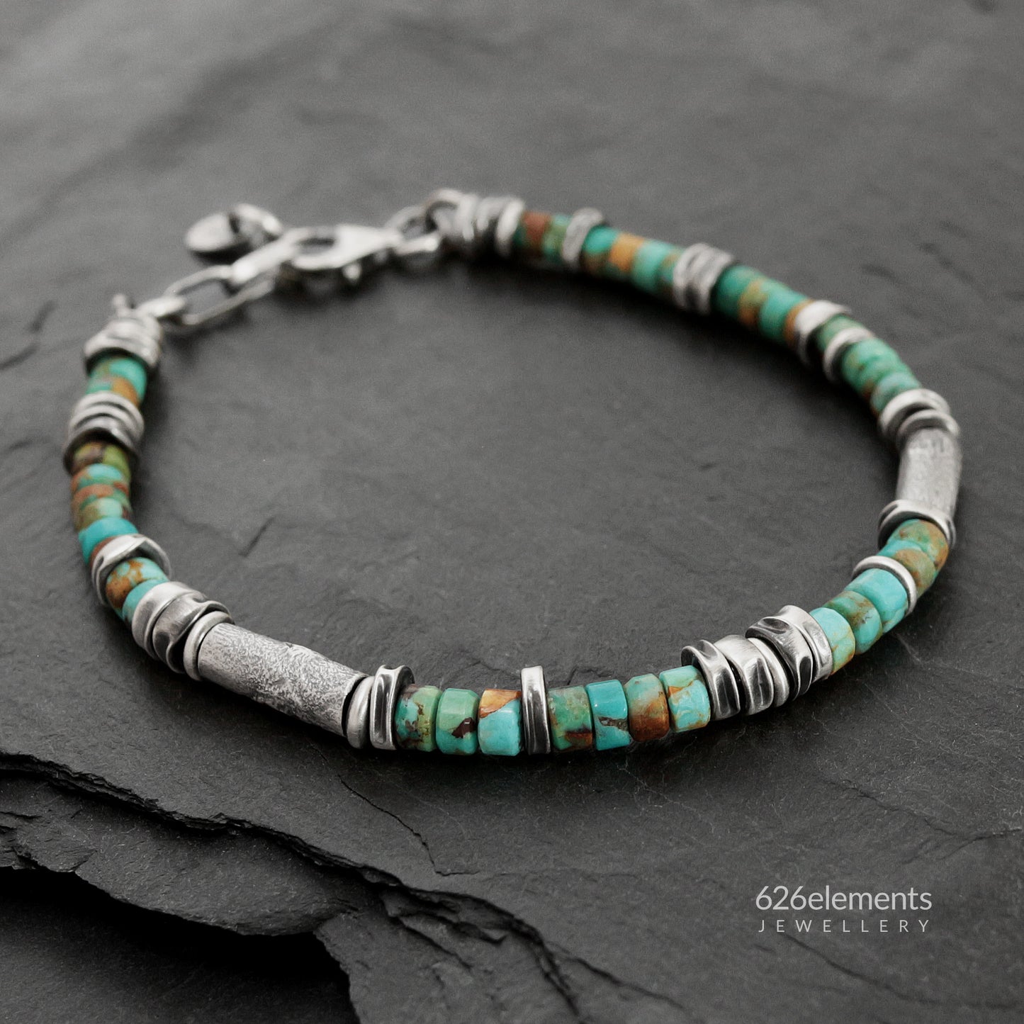 Turquoise & Oxidised Sterling Silver Bracelet