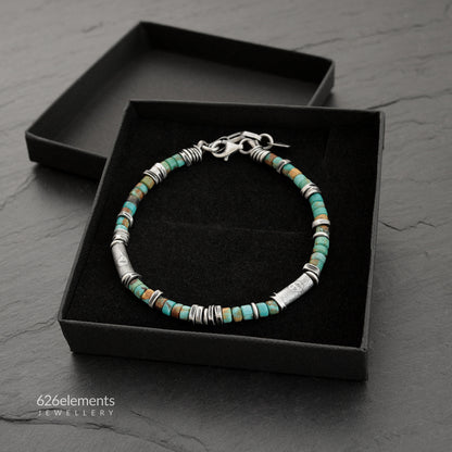 Turquoise & Oxidised Sterling Silver Bracelet