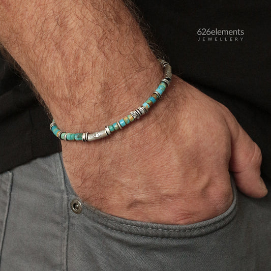 Turquoise & Oxidised Sterling Silver Bracelet