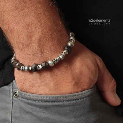 Men's Garnet Sterling Silver Bracelet