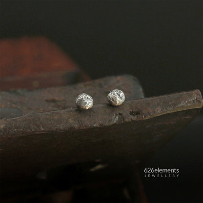 Oxidised Sterling Silver & 24k Gold Round Stud Earrings
