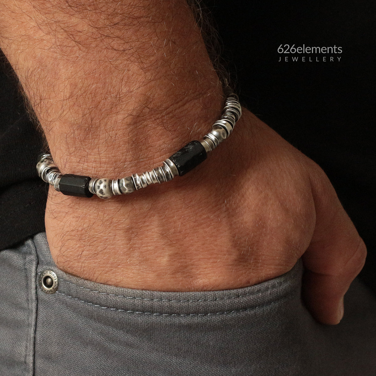 Men's Sterling Silver Tourmaline Bracelet