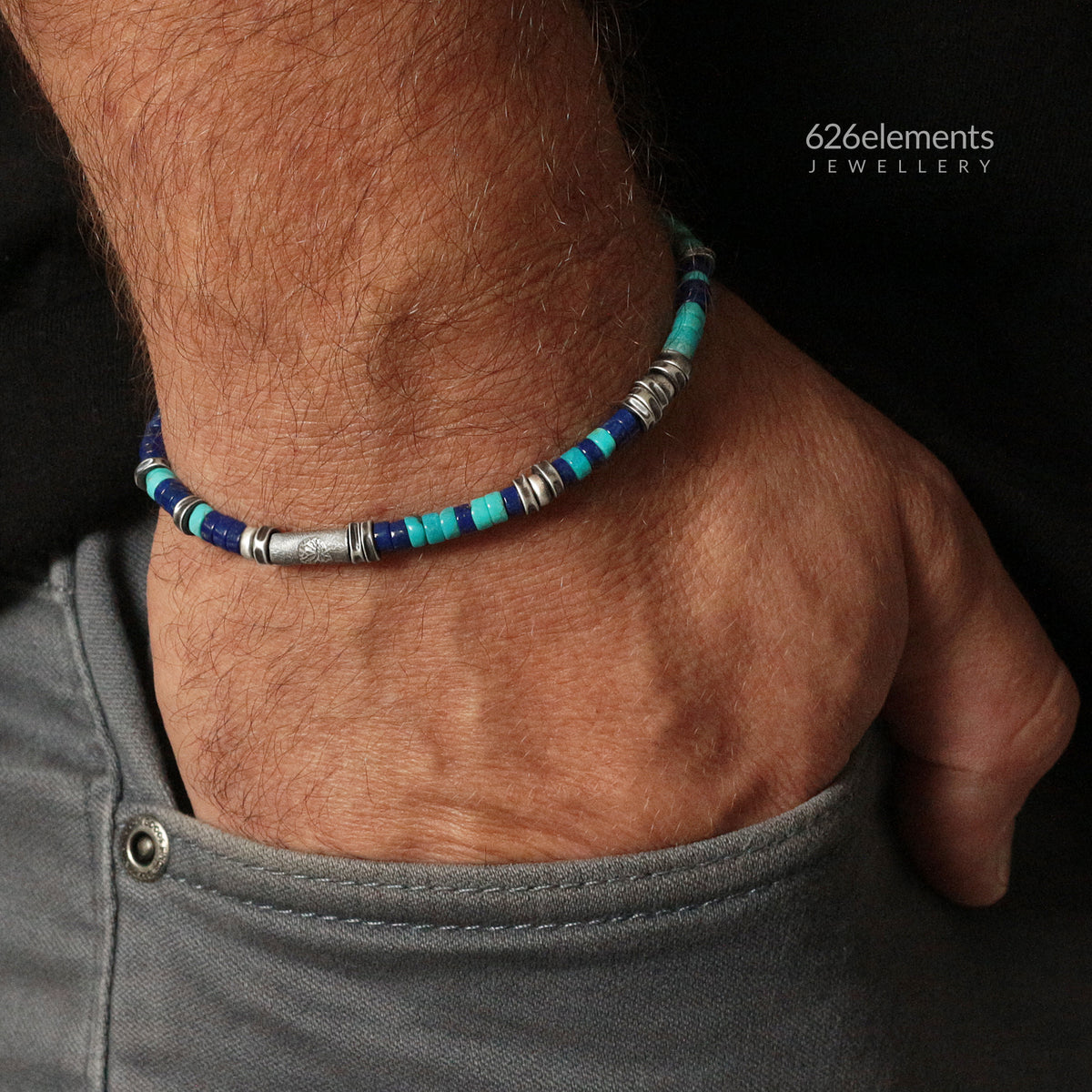 Lapis Lazuli, Turquoise & Sterling Silver Bracelet